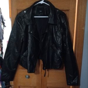 Faux leather motorcycle style jacket
